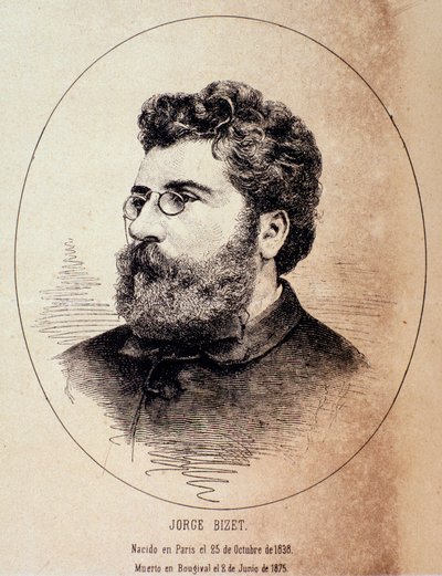 Portrét anglického skladatele Georgese Bizeta (kresba podle fotografie od Anonymous Anonymous