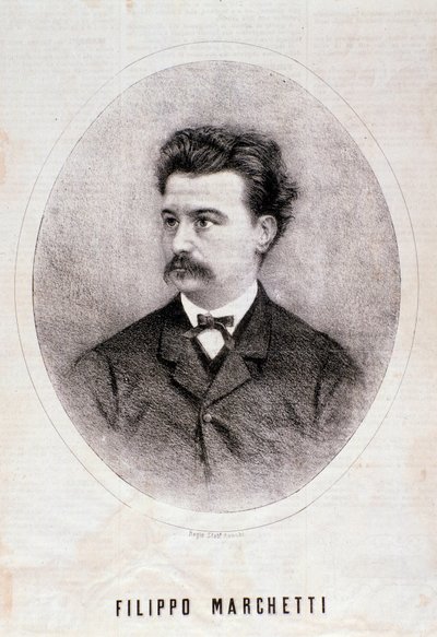 Portrét italského skladatele Filippa Marchettiho (1831-1902) Rytina. 19. století. Milánská soukromá sbírka od Anonymous Anonymous