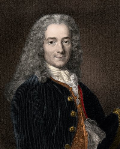 Portrét francouzského spisovatele a filozofa Francoise-Marie Arouet dit Voltaire (1694-1778) od Anonymous Anonymous