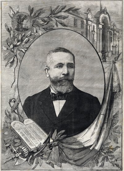 Portrét nového francouzského prezidenta Emila Loubeta (1838-1929) zvoleného 18. února 1899. Rytina. V „Malé Paříži“ od Anonymous Anonymous