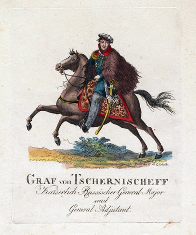 Princ Alexandre Ivanovič Černyčov ou Černychiov ou Černičev - Portrét hraběte Alexandra Ivanoviče Černyšova (1786-1857) - Anonym - 1813 - Akvatinta - 25,6x22 - Soukromá sbírka od Anonymous Anonymous