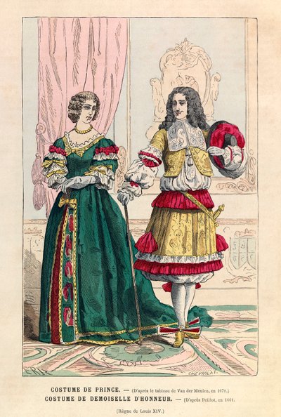 Kostým prince a kostým družičky za vlády Ludvíka XIV. (1638-1715) - soukromá sbírka od Anonymous Anonymous