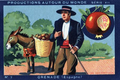 Produkce po celém světě: Granada ve Španělsku. Chromolitografie z roku 1933 v „Album Josepha-Milliata““ od Anonymous Anonymous