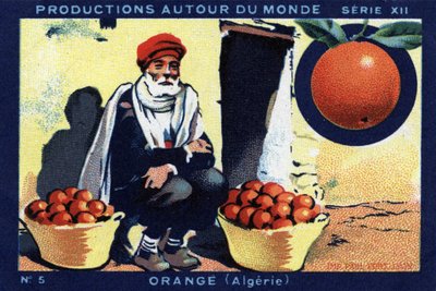 Produkce po celém světě: Orange v Alžírsku. Chromolitografie z roku 1933 v „Album Joseph-Milliat““ od Anonymous Anonymous