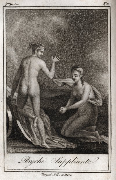 Psychické žebrání. Rytina z roku 1819 v „Lettres a Emilie sur la mythologie“ od Charlese Alberta Demoustiera (1760-1801). Soukromá sbírka. od Anonymous Anonymous