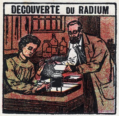 Radium: radium objevili Pierre (1859-1906) a Marie Curie (1867-1934) v roce 1898. Anonymní ilustrace z roku 1925. Soukromá sbírka. od Anonymous Anonymous