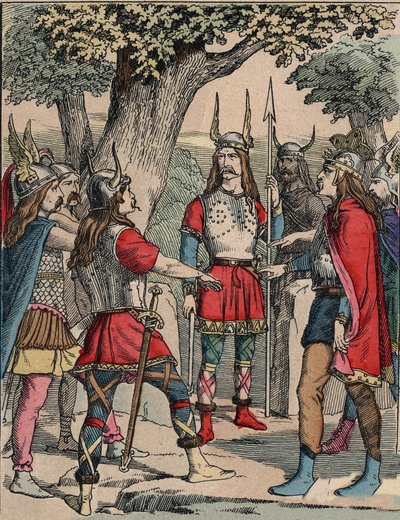 Reprezentace Vercingetorixe (asi 80-c. 46 př. n. l.), válečníka a galského vůdce kmene Arvernes, kterého jeho lid vybral, aby vedl válku proti Římanům“ (Portrét Vercingetorixe (82 př. n. l. – 46 př. n. l.), náčelníka kmene Arverni, vybral jeho lid, aby ved od Anonymous Anonymous