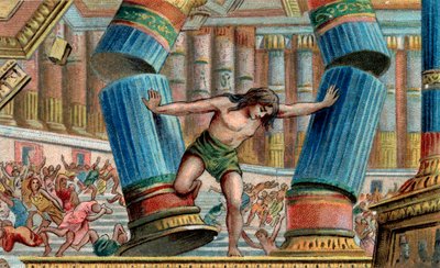 Samson bourá Dagonův chrám - Chromolitografie - Soukromá sbírka od Anonymous Anonymous