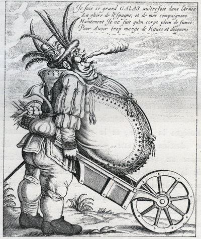 Satira proti Matyáši Gallasovi (1584-1647), generálovi císařské armády za třicetileté války, po jeho penzionování v roce 1636. Rytina 17. stol. Soukromá sbírka. od Anonymous Anonymous