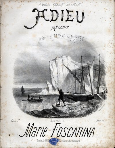 Partitura melodie „“Fewell““ od Marie Foscariny podle poezie Alfreda de Musseta. Soukromá sbírka. od Anonymous Anonymous