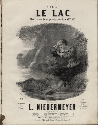 Noty pro „“ Le Lac „“ Meditation Poetique od Alphonse de Lamartine, hudba od Abrahama, Louis Niedermeyer Private Collection. od Anonymous Anonymous