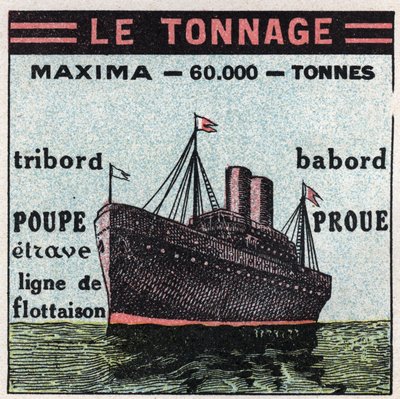 Lodě a lodě: tonáž. Anonymní ilustrace z roku 1925. Soukromá sbírka. od Anonymous Anonymous