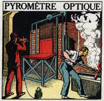 Spektrální analýza: optický pyrometr. Anonymní ilustrace z roku 1925. Soukromá sbírka. od Anonymous Anonymous