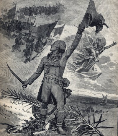 Socha generála Francoise Christophe Kellermana (1735-1820) Francouzský generál, vítěz bitvy u Valmy (20. září 1792): „Ať žije národ! “. Rytina v „“Le petit parisien““ dne 14.09.1892. Soukromá sbírka od Anonymous Anonymous