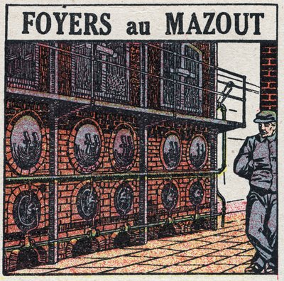 Parní generátory: Olejový krb. Anonymní ilustrace z roku 1925. Soukromá sbírka. od Anonymous Anonymous