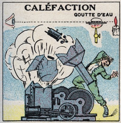Parní generátory: výbuch kotle způsobený kalefací. Anonymní ilustrace z roku 1925. Soukromá sbírka. od Anonymous Anonymous