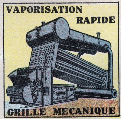 Parní generátory: mechanická mřížka umožňující automatické nakládání kotle. Anonymní ilustrace z roku 1925. Soukromá sbírka. od Anonymous Anonymous