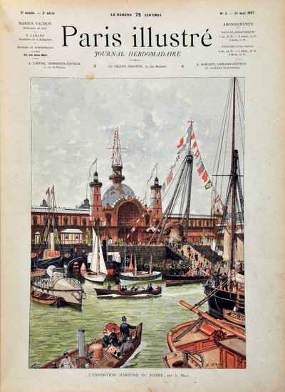 MEZINÁRODNÍ NÁMOŘSKÁ VÝSTAVA HAVR v roce 1887. Rytina z roku 1887 v týdeníku Paris-Illustrous journal. od Anonymous Anonymous
