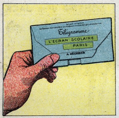 Telegraf: Telegram. Anonymní ilustrace z roku 1925. Soukromá sbírka. od Anonymous Anonymous