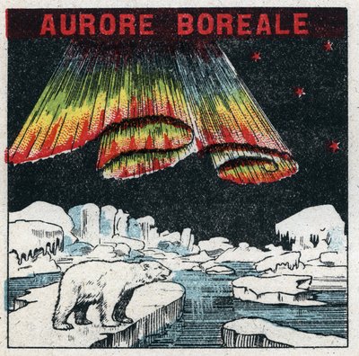 Zemský magnetismus: polární záře v Arktidě v důsledku magnetické bouře. Anonymní ilustrace z roku 1925. Soukromá sbírka. od Anonymous Anonymous