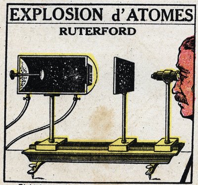 Atom a věda: Exploze atomů Ernest Rutherford (1871-1937). Anonymní ilustrace z roku 1925. Soukromá sbírka. od Anonymous Anonymous