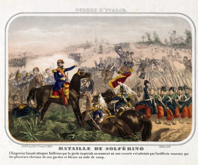 Bitva u Solferina (24. června 1859) - Anonymní - 1859 - Barevná litografie - 40,1x28,1 - Soukromá sbírka od Anonymous Anonymous