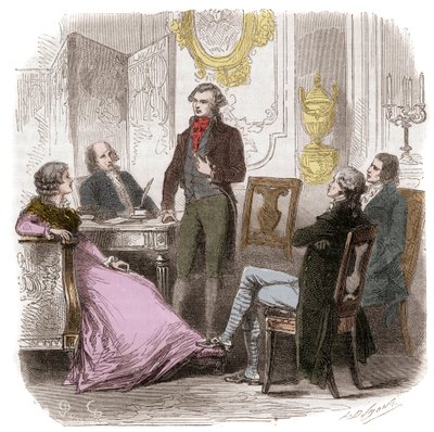 The Girondins at home Madame Roland - Reunion des Girondins chez Madame Roland (Manon (Jeanne Marie) Roland Philipon) (1754-1793) - Rytina v „Histoire des Girondins“ od Alphonse de Lamartine (1790-1869) 186665-186665-18 sbírka od Anonymous Anonymous