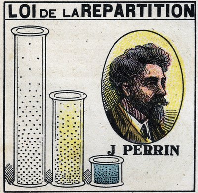 Atomy: zákon distribuce Jean Perrin (1870-1942). Anonymní ilustrace z roku 1925. Soukromá sbírka. od Anonymous Anonymous