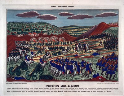 Bitva u Bash Kadiklar (Basgedikler) - Anonym - 1854 - Litografie, akvarel - 52x69 - Soukromá sbírka od Anonymous Anonymous