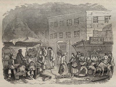 Jídelna bagne de Rochefort v 19. století. Rytina do „Historie trestanců od jejich vzniku po současnost“ (1877) od Pierra Zacconeho (1817-1895) (Colonia Penale - Trestná kolonie) Soukromá sbírka. od Anonymous Anonymous