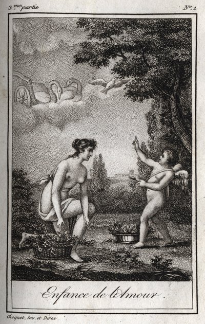 Dětství Lásky. Rytina z roku 1819 v „Lettres a Emilie sur la mythologie“ od Charlese Alberta Demoustiera (1760-1801). Soukromá sbírka. od Anonymous Anonymous
