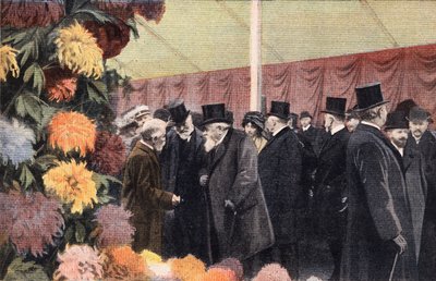 Chryzantémová párty: oficiální výstava chryzantém. Rytina. Jeden z novin „Le petit parisien“ z 20.11.1910. Soukromá sbírka. od Anonymous Anonymous