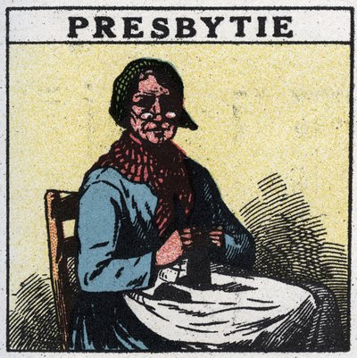 Oko: osoba trpící presbyopií. Anonymní ilustrace z roku 1925. Soukromá sbírka. od Anonymous Anonymous