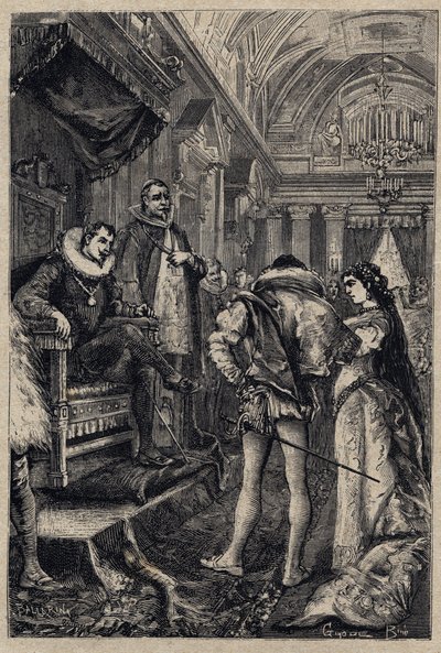 Sňatek Giulie Farnese s Orsinem Orsinim v domě Rodriga Borgii 1489 – rytina z „Lucrezia Borgia““ od Oscara Pia – 1883 od Anonymous Anonymous