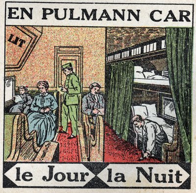 Železnice: uvnitř vozu Pullman. Anonymní ilustrace z roku 1925. Soukromá sbírka. od Anonymous Anonymous
