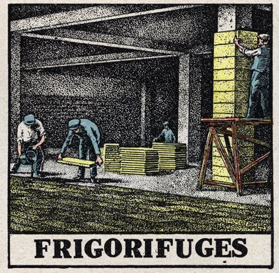 Chladírenský průmysl: chladničky. Anonymní ilustrace z roku 1925. Soukromá sbírka. od Anonymous Anonymous