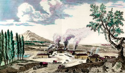 Královská slévárna v Creusot (Saone a Loire) v roce 1787 Vyráběla mimo jiné výzbroj francouzské armády. Rytina 18. století. Soukromá sbírka od Anonymous Anonymous