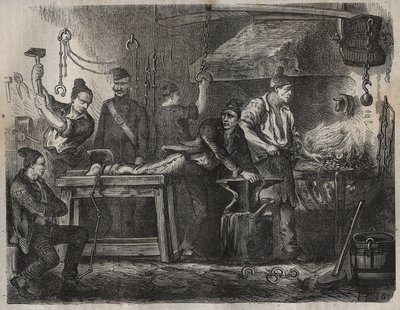 Přejezd do Toulon Bagne v 19. století. Rytina do „Historie trestanců od jejich vzniku až po současnost“ (1877) od Pierra Zacconeho (1817-1895) (Colonia Penale - Trestná kolonie). Soukromá sbírka. od Anonymous Anonymous