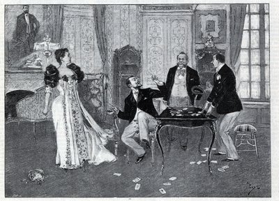 Divadelní ztvárnění: „“The Systeme Ribadier“, vaudeville od Georgese Feydeaua (1862-1921) a Maurice Hennequina (1863-1926) v Theatre du Palais-Royal v Paříži. Rytina v „Le monde illustree““ z roku 1892. Soukromá sbírka. od Anonymous Anonymous