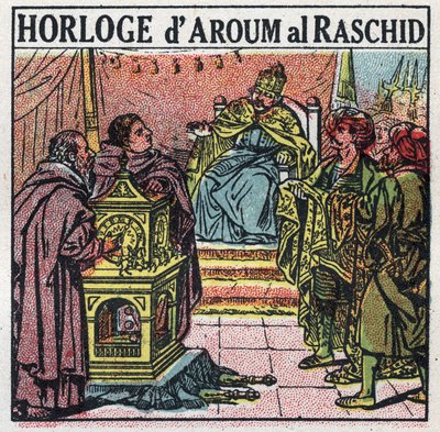Čas: Haroun al-Rashid (Harun al-Rashid nebo al-Rashid (al-Rashid) nebo ar Rachid (ar-Rashid) nebo el Rashid (el-Rashid) nebo el Raschid (el-Rashid) nebo al Raschid (al- Raschid), chalífa z Abbasidu (763 nebo 766-809). Anonymní ilustrace z roku 1925. Soukro od Anonymous Anonymous