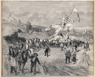 Převoz sochy Johanky z Arku z Paříže do Chinonu. Rytina v „“Le Petit Parisien““ dne 13.08.1893. od Anonymous Anonymous