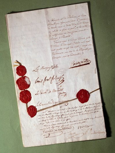 Smlouva z Campoformio (Campoformio, Campoformio) podepsaná Napoleonem Bonapartem (1769-1821) od Anonymous Anonymous