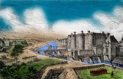 Pohled na Bastilu s okolními hradbami za krále Karla V. Moudrého (1338-1380), rytina, soukromá sbírka od Anonymous Anonymous