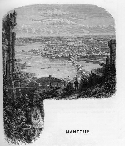 Pohled na město Mantua (Mantova), Itálie. rytina z roku 1859 v „“galeriích Evropy – Itálie““ od armengauda. Soukromá sbírka. od Anonymous Anonymous