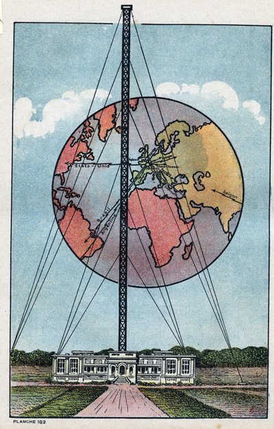 Pohled na kontinentální stanici patřící T.S.F. stanice Saint Assisi (Saint Assisi) ve Francii. Anonymní ilustrace z roku 1925. Soukromá sbírka. od Anonymous Anonymous