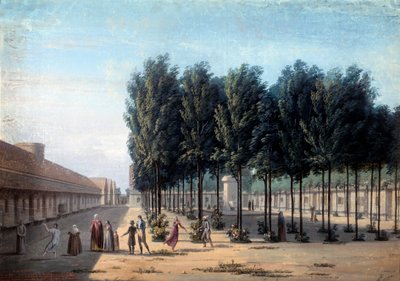 Pohled na nádvoří Paisibles v hospici Bicetre Procházka duševně nemocných v nemocnici v roce 1824. Anonymní kvaš. Paříž, Musee Carnavalet od Anonymous Anonymous