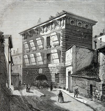 Pohled na bývalou věznici La Force, rue du roi de Sicily v Paříži v 19. století, rytina, soukromá sbírka od Anonymous Anonymous