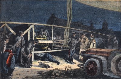 Porucha vzducholodě Ville de Paris ve Valmy. Rytina z novin „“Le Peute Parisien“, 2.2.1908. Soukromá sbírka. od Anonymous Anonymous
