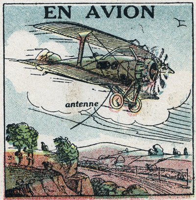 Bezdrátové telefonování: letadlem. Anonymní ilustrace z roku 1925. Soukromá sbírka. od Anonymous Anonymous