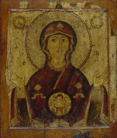 Panna Maria ze znamení, počátek 13. století. od Anonymous Russian icon painter